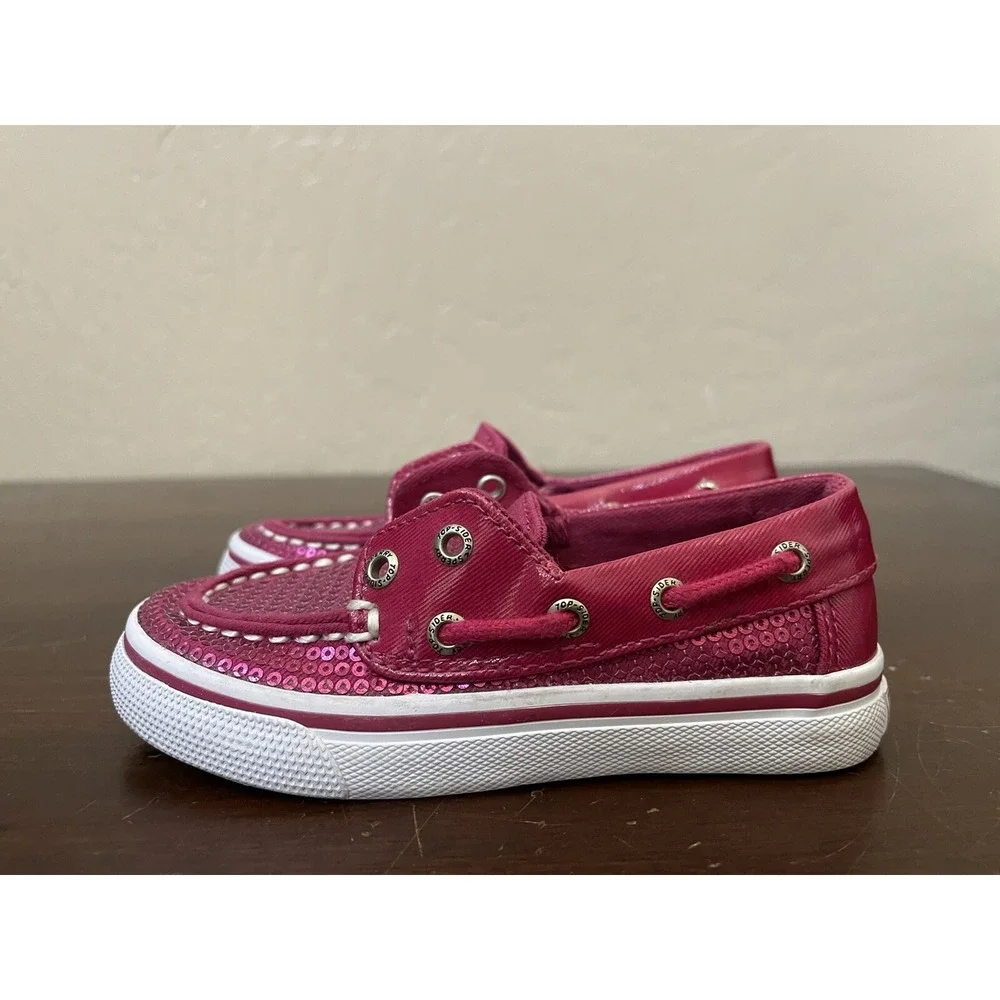 Girls Toddler Sperry Boat Shoes Size 8M Hot Pink Style Bahama Sequin Design